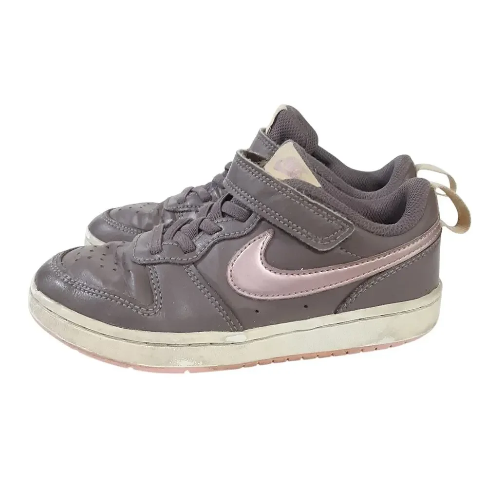 Nike Court Borough 2 Low Top Leather Sneakers Violet Purple Girls 13 Basketball